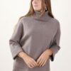 MAGLIA A COLLO ALTO CON TASCHE FRONTALI E MANICHE A 3/4 - Cappuccino, TU