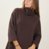 MAGLIA A COLLO ALTO CON TASCHE FRONTALI E MANICHE A 3/4 - Dark Brown, TU