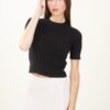 MAGLIA A MANICHE CORTE A TRECCE - Black, TU