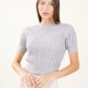 MAGLIA A MANICHE CORTE A TRECCE - Pearl, TU