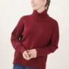 MAGLIA A COLLO ALTO CON TRECCINA LATERALE - Bordeaux, TU