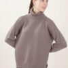 MAGLIA A COLLO ALTO CON TRECCINA LATERALE - Cappuccino, TU