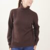 MAGLIA A COLLO ALTO CON TRECCINA LATERALE - Dark Brown, TU