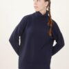 MAGLIA A COLLO ALTO CON TRECCINA LATERALE - Navy, TU