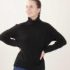 MAGLIA A COLLO ALTO CON TRECCINA LATERALE - Black, TU