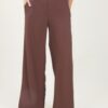 PANTALONI PALAZZO IN TESSUTO FLUIDO - Dark Brown, M