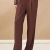 PANTALONE PALAZZO CON ELASTICO IN VITA - Dark Brown, S