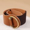 CINTURA IN VERA PELLE CON FIBBIA PIERCING - Leather Brown, TU