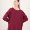 BLUSA IN CRÊPE DI VISCOSA CON DETTAGLI IN LUREX - Bordeaux, TU