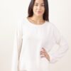 BLUSA IN CRÊPE DI VISCOSA CON DETTAGLI IN LUREX - Burro, TU