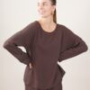 BLUSA IN CRÊPE DI VISCOSA CON DETTAGLI IN LUREX - Dark Brown, TU