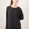 BLUSA IN CRÊPE DI VISCOSA CON DETTAGLI IN LUREX - Nero, TU