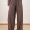 PANTALONI AMPI A PALAZZO IN CRÊPE DI VISCOSA - Dark Brown, TU