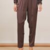 PANTALONI IN VISCOSA CON DETTAGLI IN LUREX - Dark Brown, M