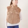 GILET CROP IN ECOPELLICCIA - Beige, TU