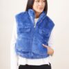 GILET CROP IN ECOPELLICCIA - Blu-jeans, TU