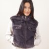 GILET CROP IN ECOPELLICCIA - Grigio, TU