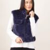 GILET CROP IN ECOPELLICCIA - Navy, TU