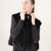 GILET CROP IN ECOPELLICCIA - Nero, TU