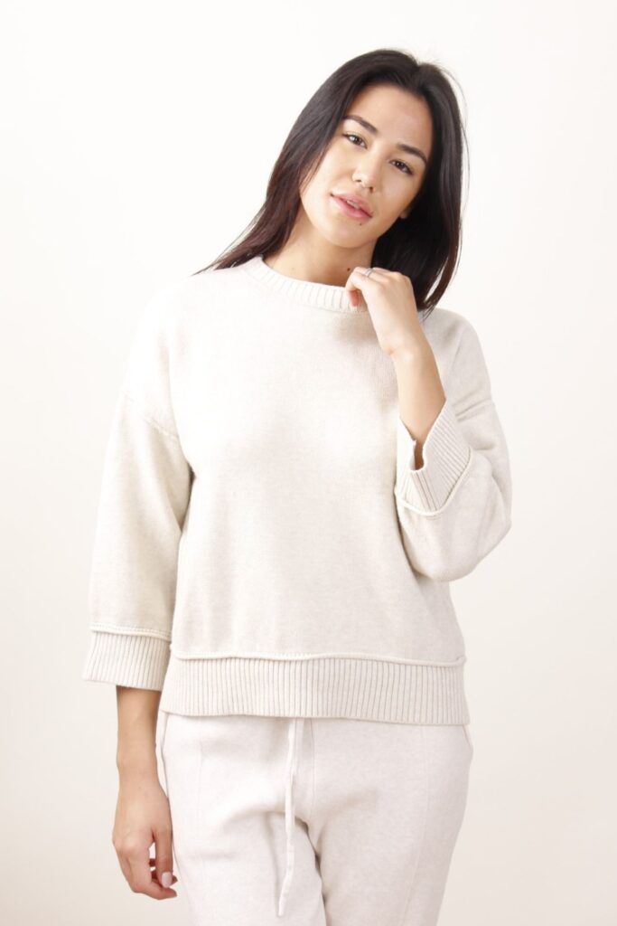 KNIT WITH RIBBED TRIM 