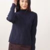 MAGLIA CON TRECCE A COLLO ALTO - Blue, TU