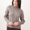 MAGLIA CON TRECCE A COLLO ALTO - Cappuccino, TU