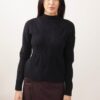 MAGLIA CON TRECCE A COLLO ALTO - Black, TU