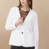 BLAZER IN MAGLIA CON FRANGE - Panna, TU