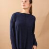 MAGLIA IN LUREX CON CUCITURA FRONTALE - Blue, TU