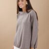 MAGLIA IN LUREX CON CUCITURA FRONTALE - Cappuccino, TU