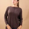 MAGLIA IN LUREX CON CUCITURA FRONTALE - Dark Brown, TU