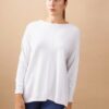 MAGLIA IN LUREX CON CUCITURA FRONTALE - Cream, TU