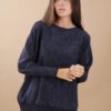 MAGLIA GLITTERATA CON TRECCIA LATERALE - Blu, TU