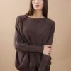 MAGLIA GLITTERATA CON TRECCIA LATERALE - Dark Brown, TU