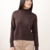 MAGLIA A COLLO ALTO CON MICRO PAILLETTES - Dark Brown, TU