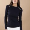 MAGLIA CON BOTTONCINI DECORATIVI - Navy, TU