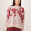 MAGLIA FANTASIA ROSE IN MISTO MOHAIR - Beige, TU