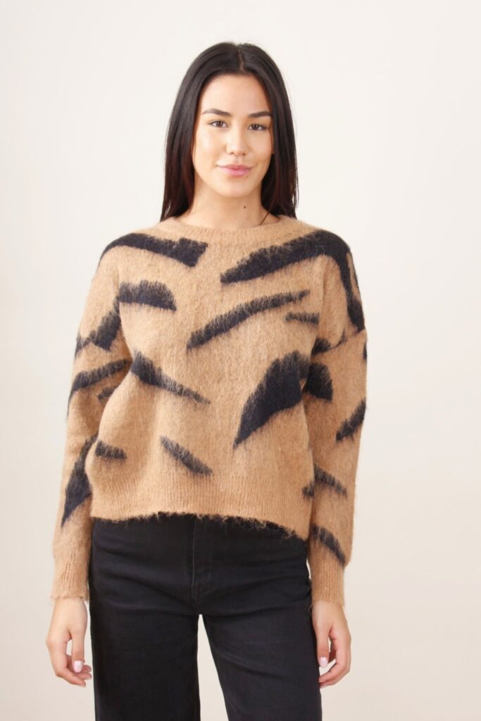 ZEBRA PATTERNED MOHAIR BLEND SWEATER 