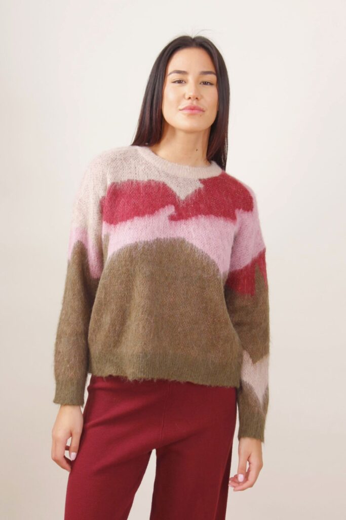 PATTERNED MOHAIR BLEND SWEATER 