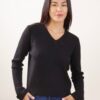 MAGLIA SCOLLO A V IN MISTO LANA - Black, TU