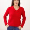 MAGLIA SCOLLO A V IN MISTO LANA - Red, TU