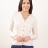 CARDIGAN SCOLLO A V CON BOTTONCINI DORATI - Beige, TU