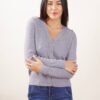 CARDIGAN SCOLLO A V CON BOTTONCINI DORATI - Grey, TU