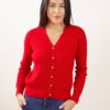 CARDIGAN SCOLLO A V CON BOTTONCINI DORATI - Rosso, TU