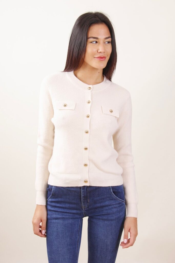 CREW-NECK CARDIGAN WITH GOLDEN BUTTONS 