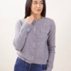 CARDIGAN SCOLLO ROTONDO CON BOTTONCINI DORATI - Grigio, TU