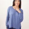 MAGLIA A MANICHE LUNGHE CON CUCITURE A VISTA - Denim, TU