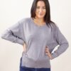 MAGLIA A MANICHE LUNGHE CON CUCITURE A VISTA - Grigio, TU