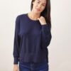 MAGLIA A MANICHE LUNGHE CON CUCITURE A VISTA - Navy, TU