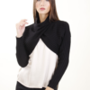 MAGLIA CROP CON SCOLLO INCROCIATO - Black, TU